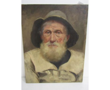 NEWLYN SCHOOL, oil on canvas, "Portrait of Old Salt", 46cm x 36cm. Picture in good condition with no visible damage.