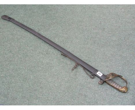 MILITARY, George IV Army officer's sword with scabbard and original lacquered brass handle 