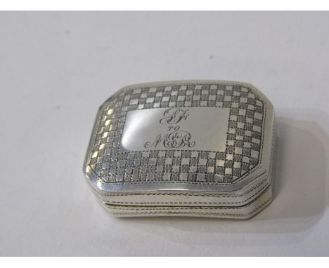 ANTIQUE SILVER CURVED BODY VINAIGRETTE, together with antique silver leaf shaped caddy spoon