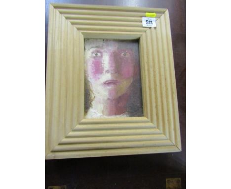 LISA STOKES, oil on board "Self Portrait", 17cm x 12cm 