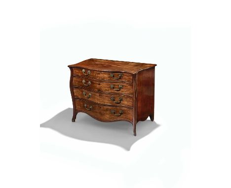 A GEORGE III MAHOGANY SERPENTINE COMMODEIN THE MANNER OF HENRY HILL OF MARLBOROUGH, C.1770the top with a moulded edge, above 