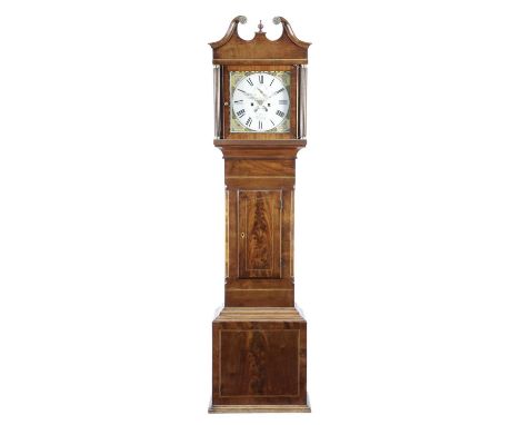 A MAHOGANY LONGCASE CLOCKINSCRIBED G. HUNT, PEWSEY, EARLY 19TH CENTURYthe brass eight day movement with four knopped pillars 