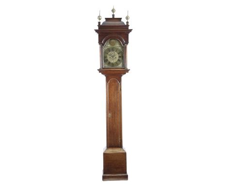 AN OAK LONGCASE CLOCKBY JONATHAN NETHERCOTT, STANDLAKE, LATE 18TH CENTURYthe brass eight day movement with four knopped pilla