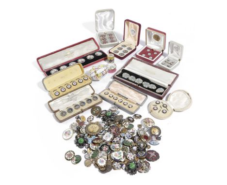 A COLLECTION OF BUTTONS AND DRESS STUDSFRENCH AND ENGLISH, 19TH AND 20TH CENTURYcomprising: cased and loose sets in a variety