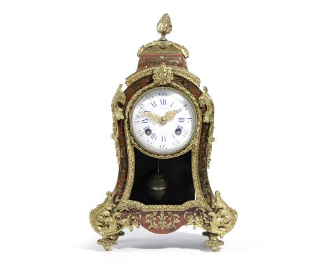 A FRENCH BOULLE MARQUETRY MANTEL CLOCK IN LOUIS XV STYLEBY F.L. HAUSBURG À PARIS, LATE 19TH CENTURYthe brass eight day moveme