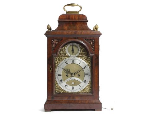 A GEORGE III MAHOGANY BRACKET CLOCKBY SAMUEL GOUJON, LONDON, C.1780the brass eight day twin fusee repeating movement with ori