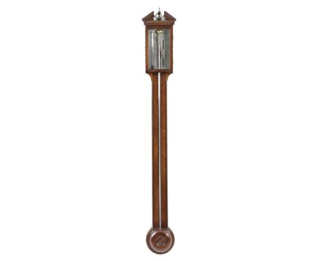 A GEORGE III MAHOGANY STICK BAROMETERBY P. TERANIO, LATE 18TH / EARLY 19TH CENTURYwith a silvered register plate and manual v