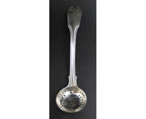 William Eley, William Fearn and William Chawner, A George III silver sifting ladle, having fiddle, thread, and shell handle, 