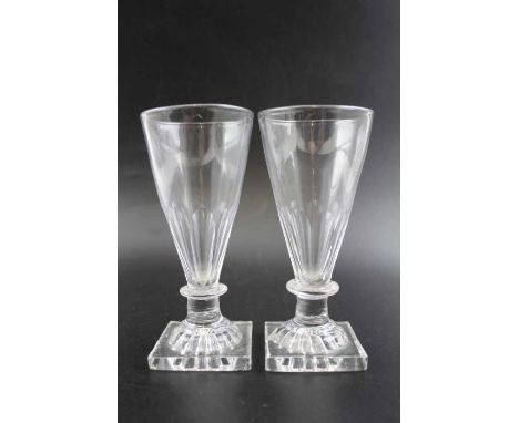 A pair of late 18th century ale glasses with lemon squeezer bases&nbsp;