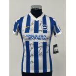 Squad signed blue and white Brighton & Hove Albion Women's F.C. Replica home jersey, season 2021-22,