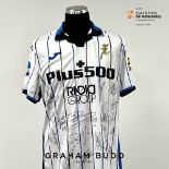 White, black and blue squad signed Atalanta B.C. Replica away jersey, season 2021-22, Joma, short-