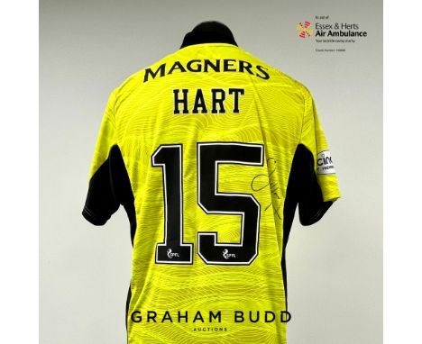 Joe Hart signed yellow and black Celtic no.15 goalkeeper's home jersey, season 2021-22,
match-issue, Adidas, short-sleeved wi