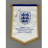 Harry Kane signed England v Hungary FIFA World Cup European Qualifier match pennant, played at