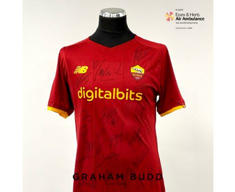 Lorenzo Pellegrini squad signed red A.S. Roma Replica no.7 home jersey, season 2021-22,
New Balance, short-sleeved with club 