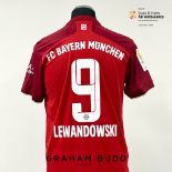Robert Lewandowski signed red FC Bayern Munich no.9 home jersey, season 2021-22, match-issue,