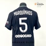 Marquinhos signed black and grey Paris Saint-Germain Replica no.5 third choice jersey, season 2021-
