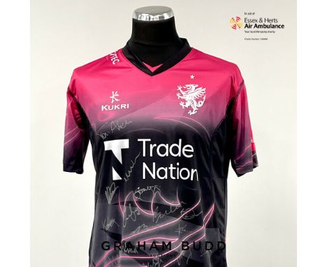Somerset County Cricket Club squad signed pink and black Vitality Blast replica shirt, season 2021,
Kukri, short-sleeved with
