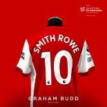Emile Smith Rowe signed red and white Arsenal no.10 home jersey, season 2021-22, match-issue,