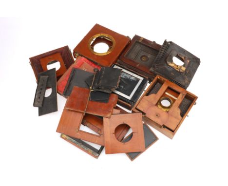 A Selection of Mahogany &amp; Brass Folding Camera Parts, to include a part-complete J. Lancaster &amp; Son Merveilleux foldi