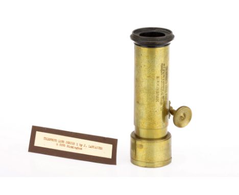 A J. Lancaster &amp; Son Telephoto Lens Series I Brass Camera Lens, brass, body G, rack &amp; pinion working well, optics F, 