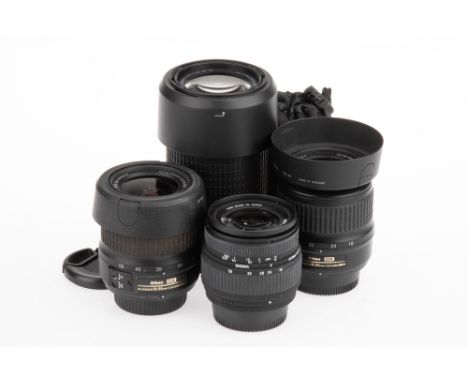 A Selection of Nikon Nikkor DX DSLR Lenses comprising two AF-S Nikkor f/3.5-5.6 GII ED 18-55mm lenses, an AF-P Nikkor DX VR f