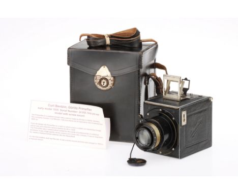 A Curt Bentzin Gorlitz Primarflex Camera, 935, serial no. 24935, with Carl Zeiss Jena Tessar f/3.5 105mm lens, black, serial 