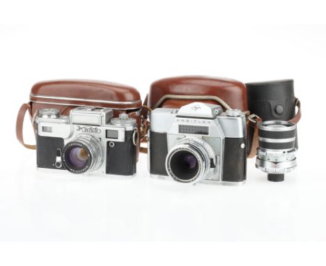 An Agfa Ambiflex 35mm SLR Camera, chrome, body G, shutter fires but mirror half-raises obstructing light path, with an Agfa C
