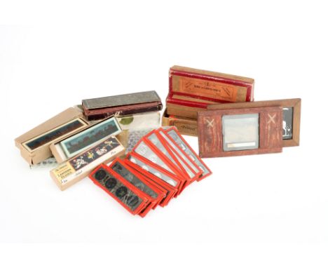 Sets of Childrens Magic Lantern Slides comprising of many strip magic lantern slides showing nursery rhymes, cartoons and oth