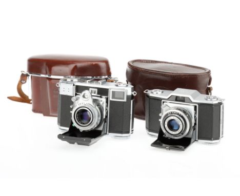 Two Zeiss Ikon Post-War Folding 35mm Cameras comprising a Contessa-35 533/24 rangefinder camera, 1953 model, serial no.B 5587