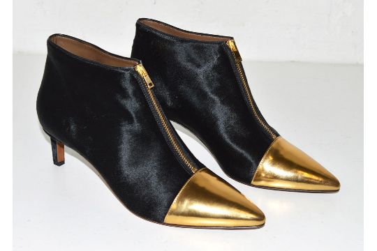 gold kitten heel ankle boots