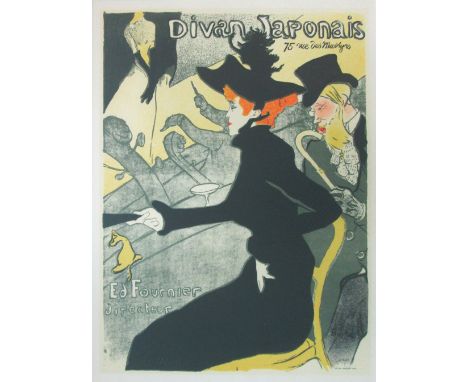 HENRI DE TOULOUSE-LAUTREC, 'Divan Japonais' lithograph printed by Mourlot in 1951, 27.5cm x 21cm, framed.