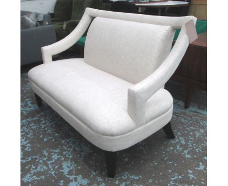 SOFA, two seater, in oatmeal fabric, 140cm L.