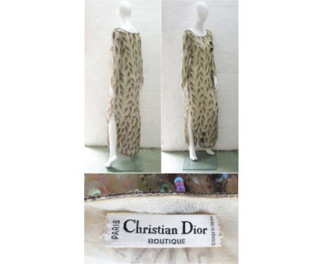 RARE CHRISTIAN DIOR 'BOUTIQUE' VINTAGE 1980'S DRESS, maxi style cocktail dress featuring two side leg splits with a bateau ne