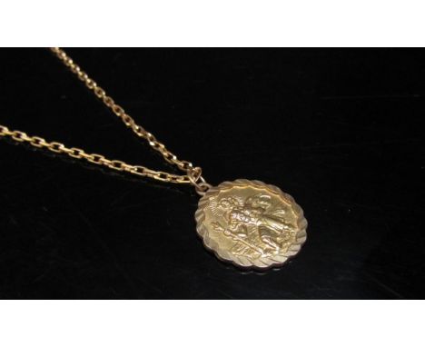 A 9ct gold St. Christopher on 9ct gold chain, 46cm long, 6.2g 
