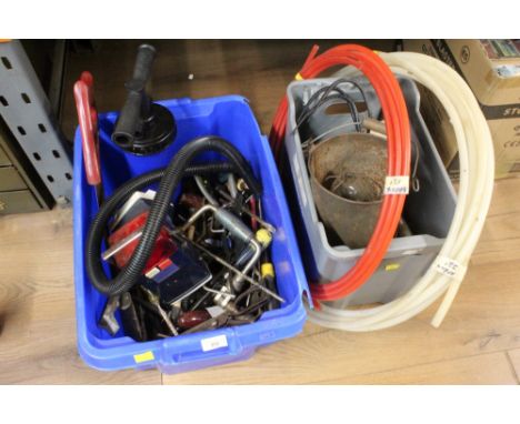 2 boxes of hand tools and tubing