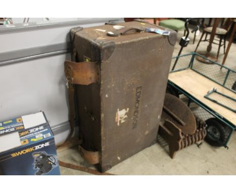 Travelling trunk with Edmondson stencilled to top and United State Line ticket to handle