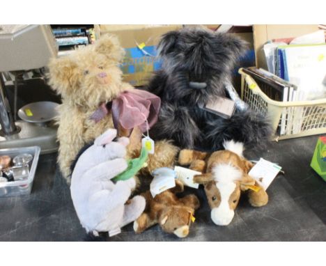 A selection of soft toys, silver tag bears and Steiff etc. 