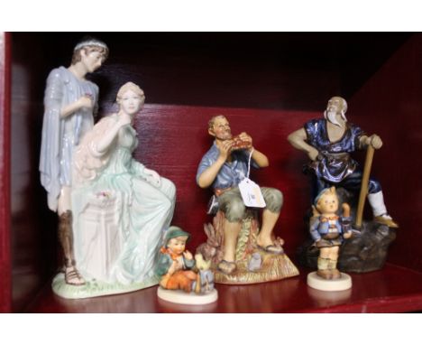 2 Hummel figures, Wedgwood figurine The Classical Collection No 630 and Royal Doulton figurine Dreamweaver and an oriental fi