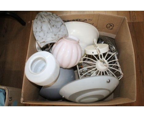 A box of light shades and fittings