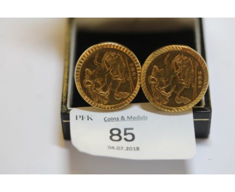 Pair of 18ct gold mounted half sovereign cufflinks
