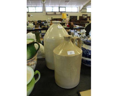 2 large vintage salt glaze flagons, one by Doulton