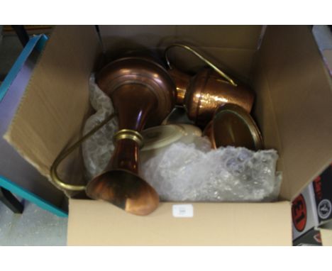 Squat Copper/Brass Paraffin Lamp and other Metal ware