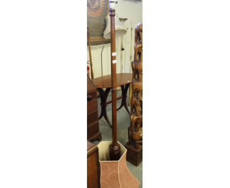 Mahogany reeded standard lamp and shade