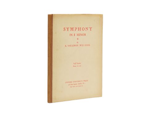 VAUGHAN WILLIAMS, Ralph (1872-1958).  Symphony in E Minor [6th Symphony] ... Full Score. London: Oxford University Press, [n.