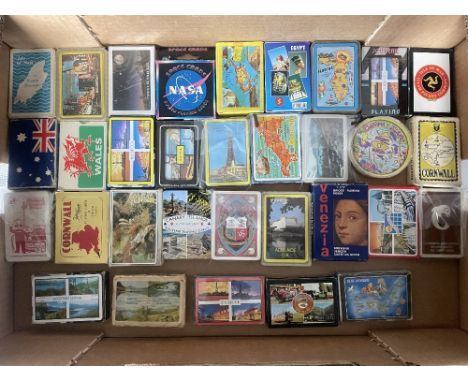 A box of vintage Advertising Playing Cards, Souvenir related including Rhodes, Capricorn, Yorkshire Humberside, Washington, L