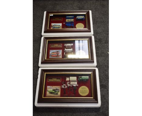 Three Matchbox Models of Yesteryear Limited Edition framed sets, Leyland Titan TD1 03217, Yorkshire Steam Wagon 02909 and Pre