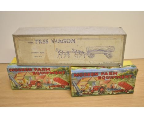 Two Cresent Toys Die-casts, Modern Farm Equipment series, Plough &amp; Hay Trailer along with a Charbens Series Die-cast and 