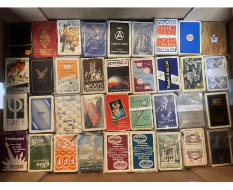 A box of vintage Advertising Playing Cards including Mohawk, Aviator, Caledonia, White Drape etc, 60+, all boxed and appear c