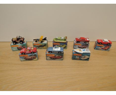 Eight Matchbox Series Superfast Lesney 1974-1982 die-casts, No 1 Dodge Challenger, red &amp; chrome interior, No 2 Rescue Hov