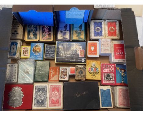A box of vintage Playing Cards, Patience related, Miniature Decks etc , 30+, most boxed, all appear complete